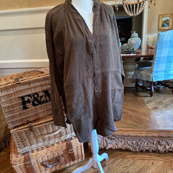 We the Free Summer Daydream shirt in brown size L Free People NWT - Picture 10 of 10